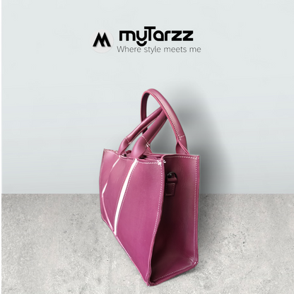 Geometric Faux Leather Handbag Burgundy