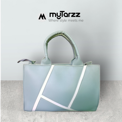Geometric Faux Leather Handbag Sage Green