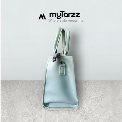 Geometric Faux Leather Handbag Sage Green