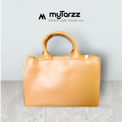 Geometric Faux Leather Handbag Mustard
