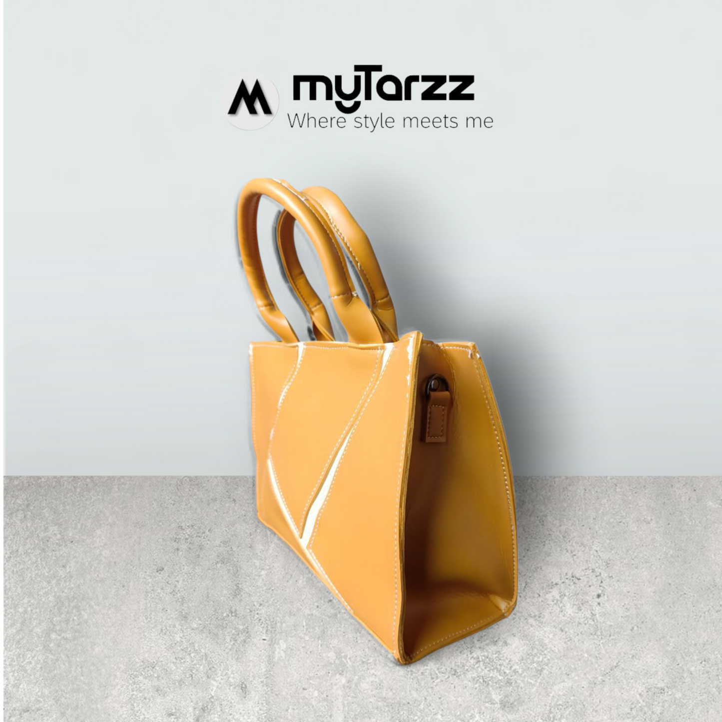 Geometric Faux Leather Handbag Mustard