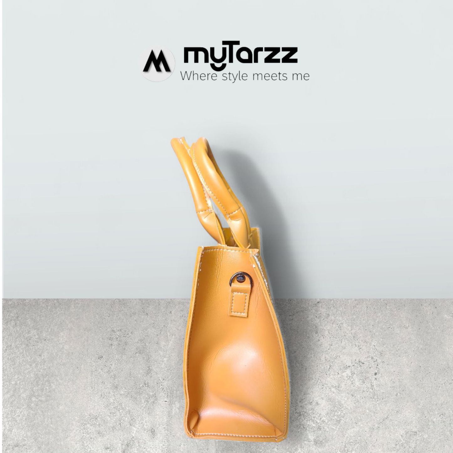 Geometric Faux Leather Handbag Mustard