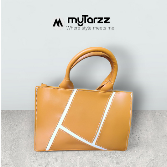 Geometric Faux Leather Handbag Mustard