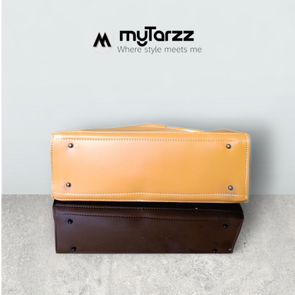 Geometric Faux Leather Handbag Mustard