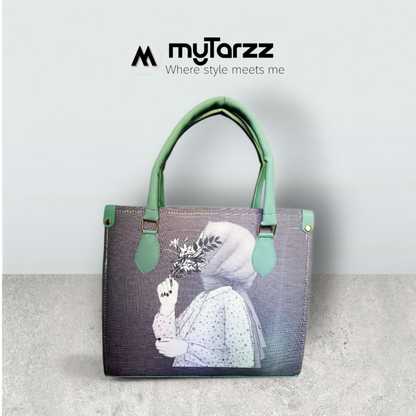 The "Silent Serenity" Artistic Tote Bag - Sage Green