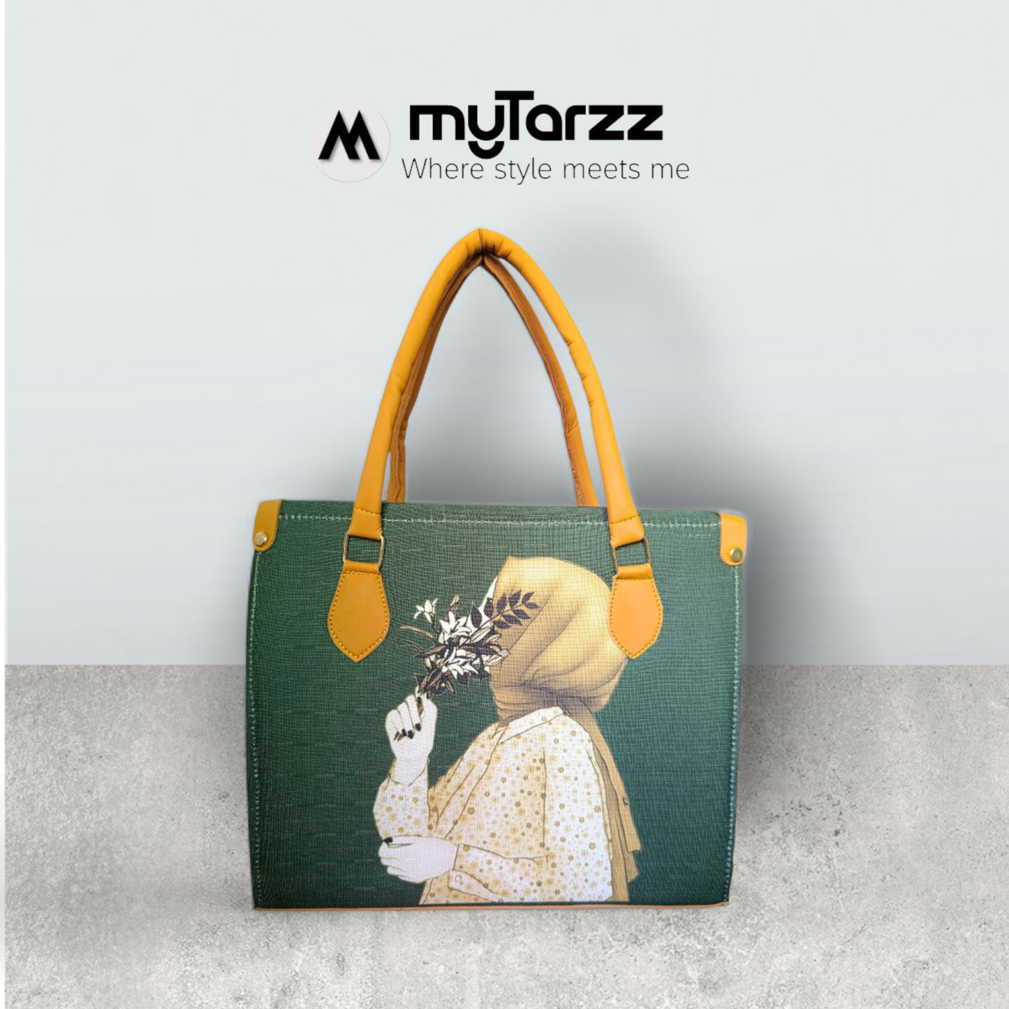 The "Silent Serenity" Artistic Tote Bag - Forest Green