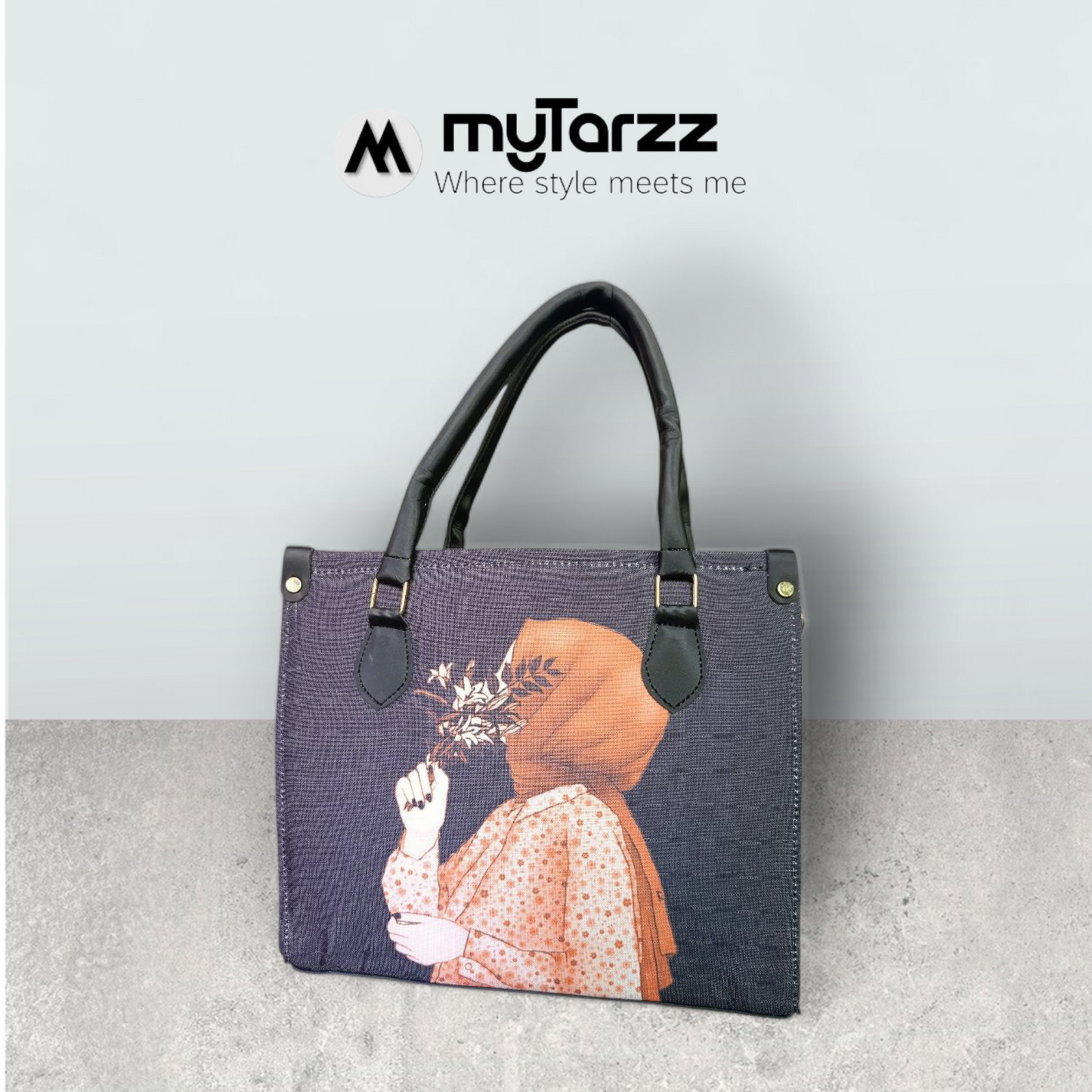 The "Silent Serenity" Artistic Tote Bag - Black