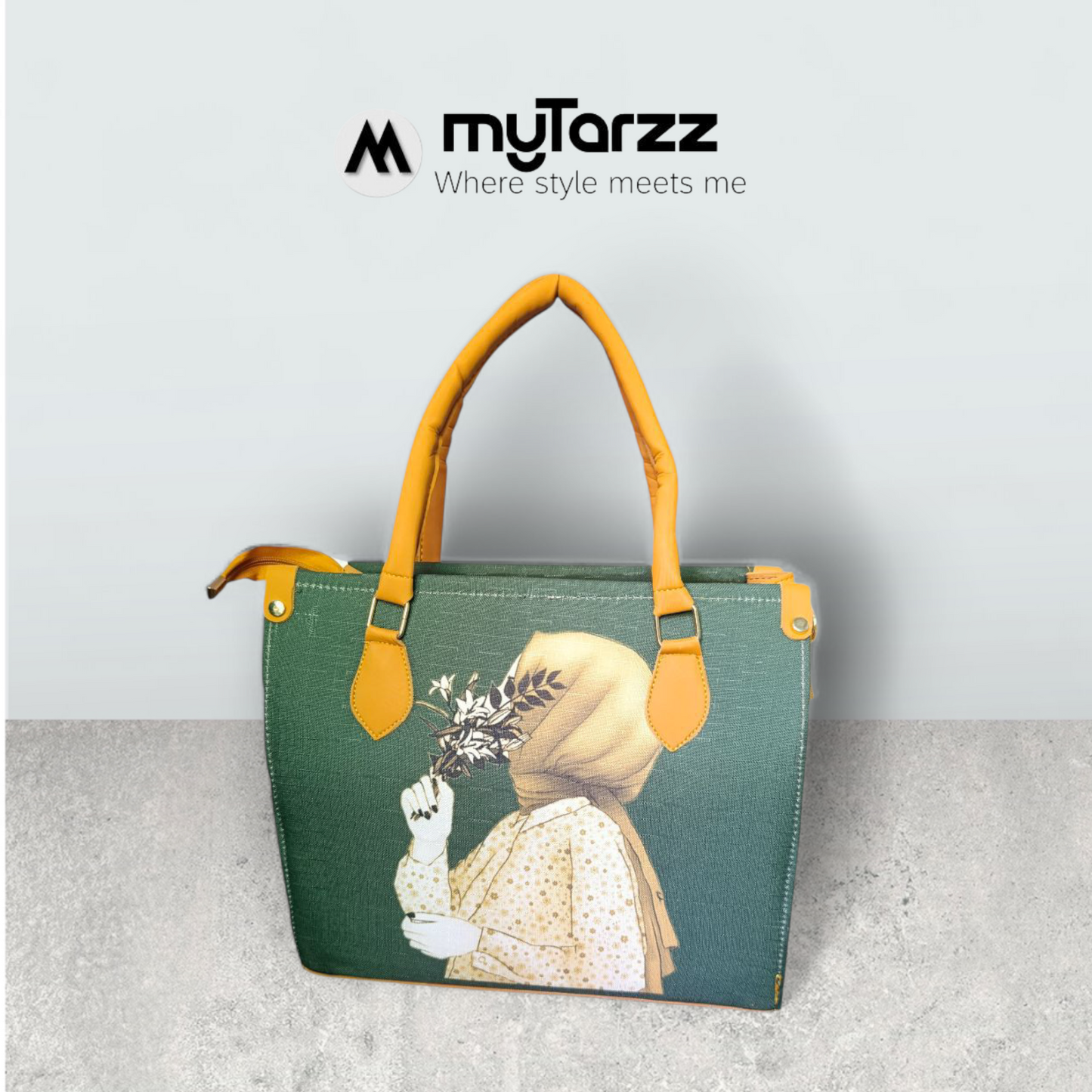 The "Silent Serenity" Artistic Tote Bag - Forest Green