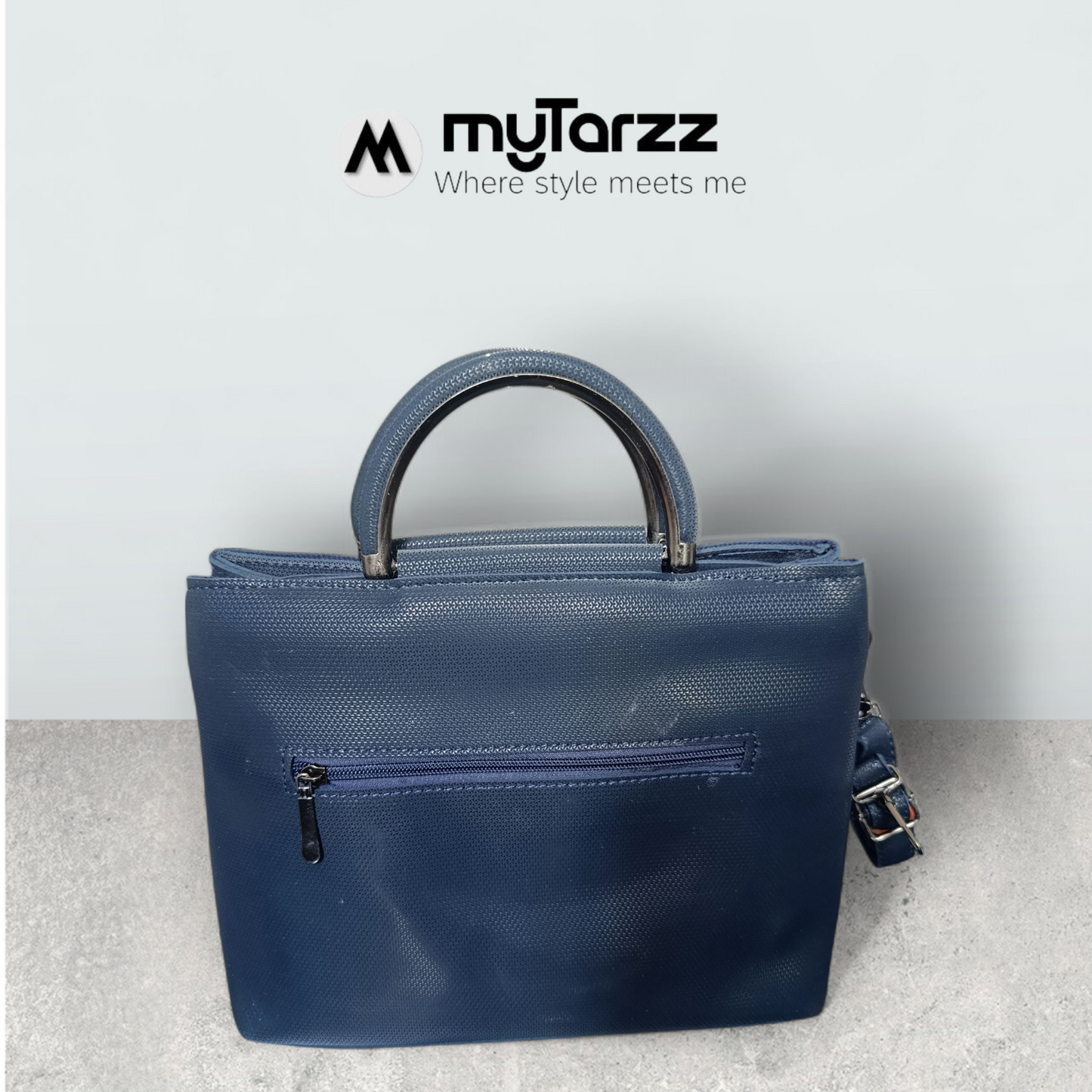 Midnight Blue Perforated Tote with Tassel Charm