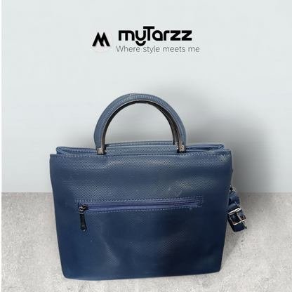 Midnight Blue Perforated Tote with Tassel Charm