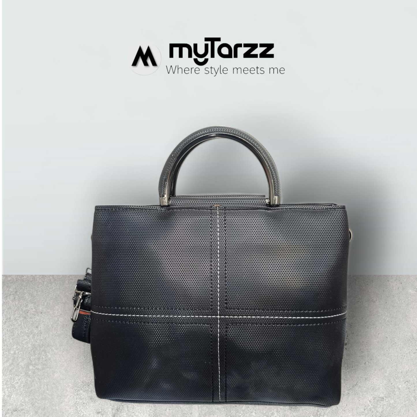 Jet Black Perforated Tote Bag