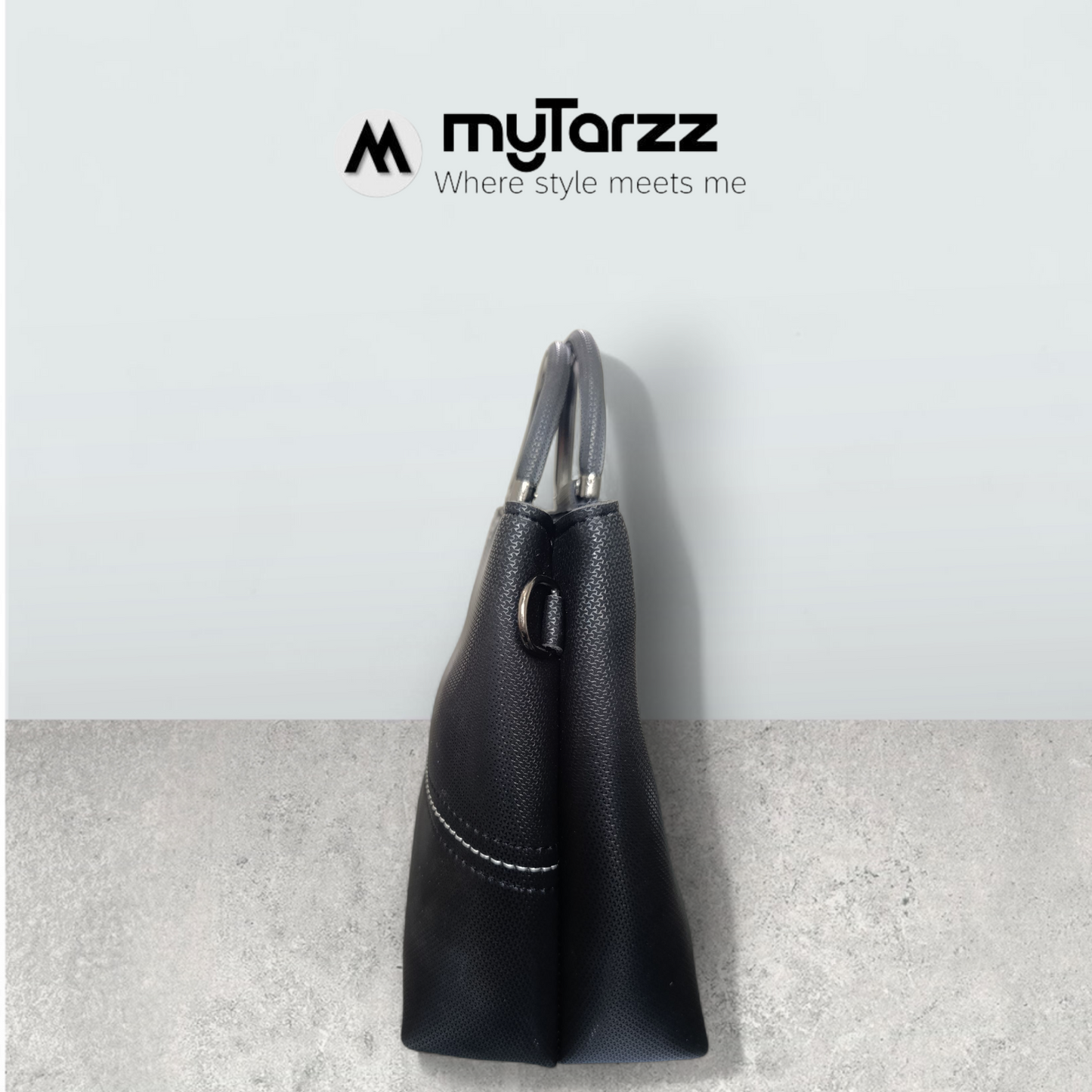 Jet Black Perforated Tote Bag