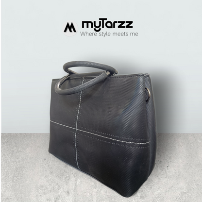 Jet Black Perforated Tote Bag