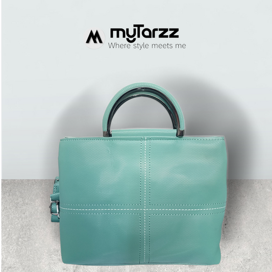 Aqua Chic Tote with Perforated Detail