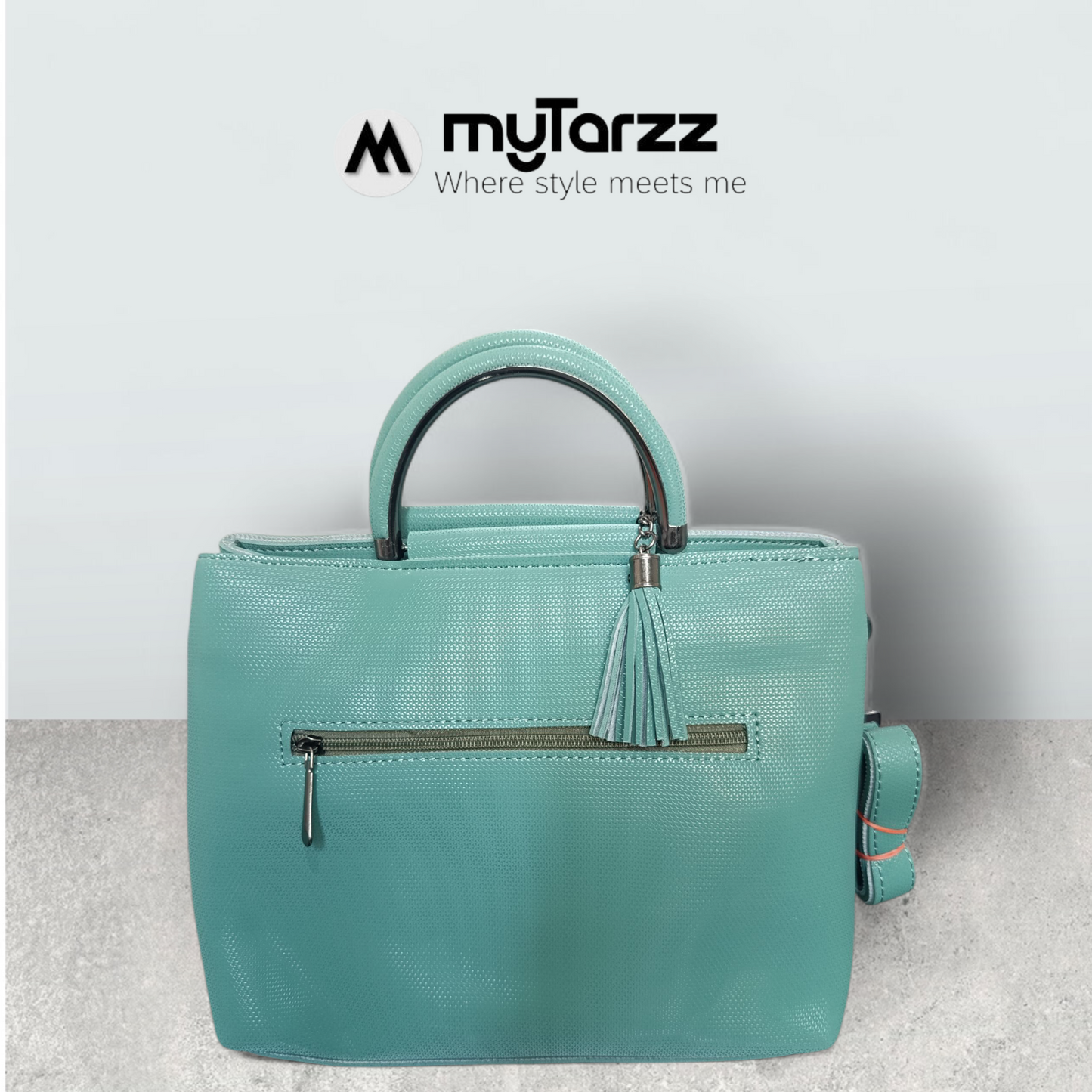 Aqua Chic Tote with Perforated Detail
