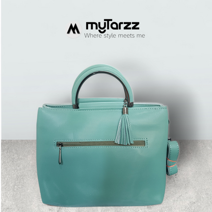 Aqua Chic Tote with Perforated Detail