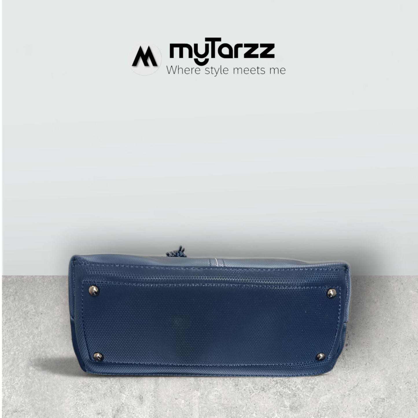 Midnight Blue Perforated Tote with Tassel Charm