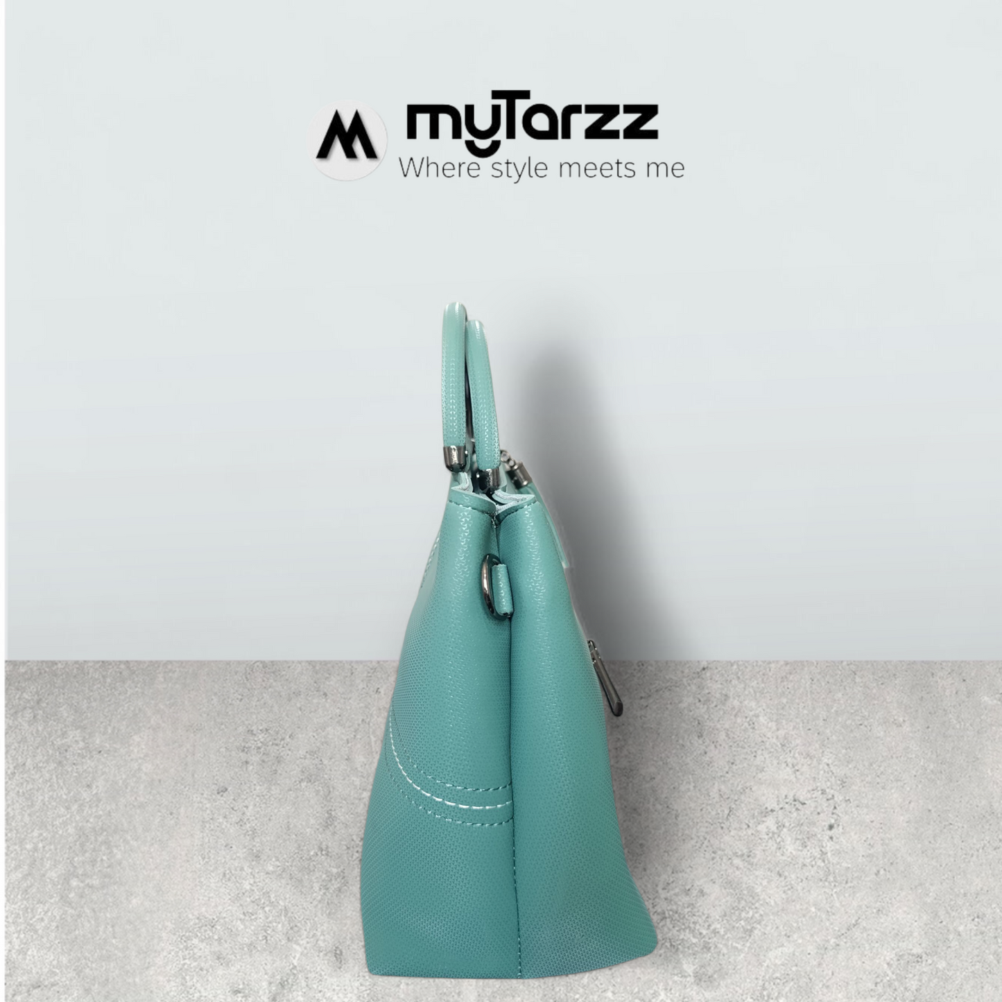 Aqua Chic Tote with Perforated Detail