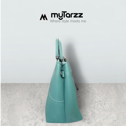 Aqua Chic Tote with Perforated Detail