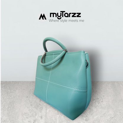 Aqua Chic Tote with Perforated Detail
