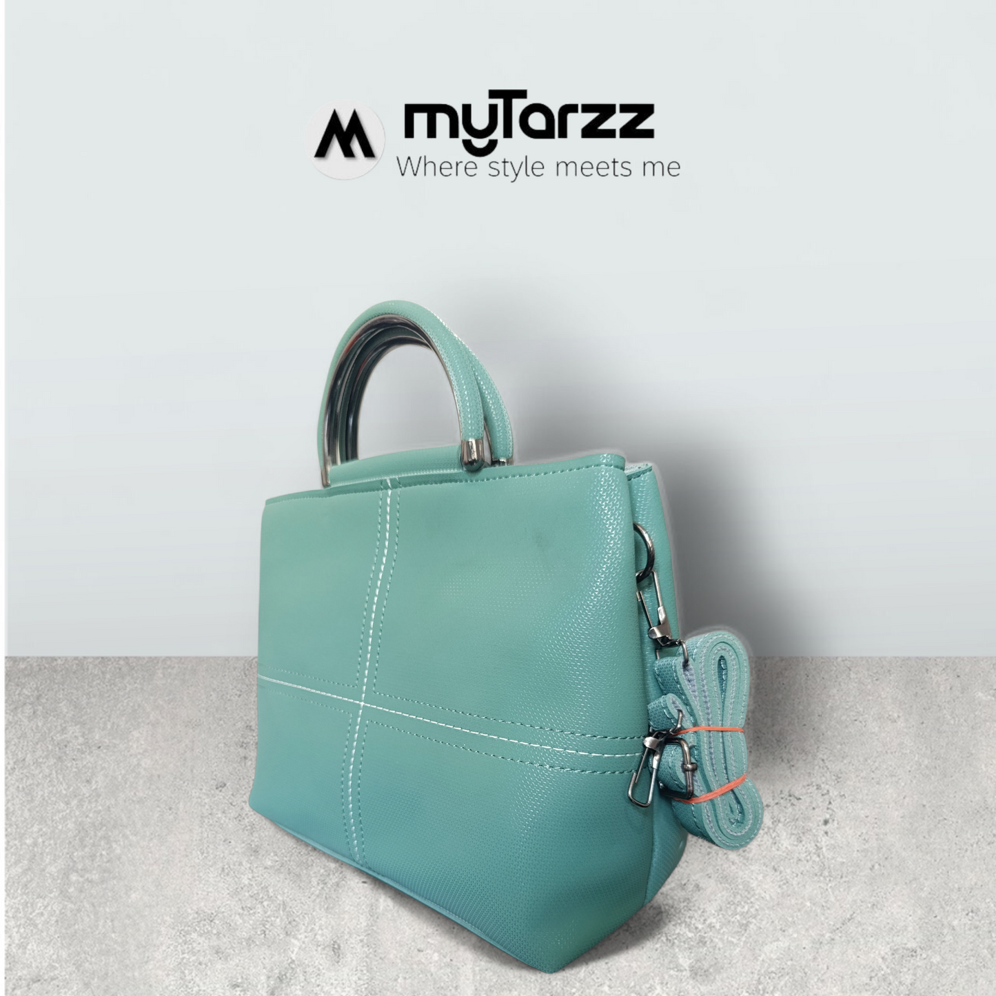 Aqua Chic Tote with Perforated Detail
