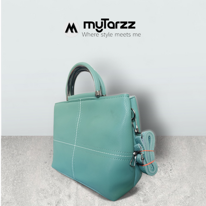 Aqua Chic Tote with Perforated Detail