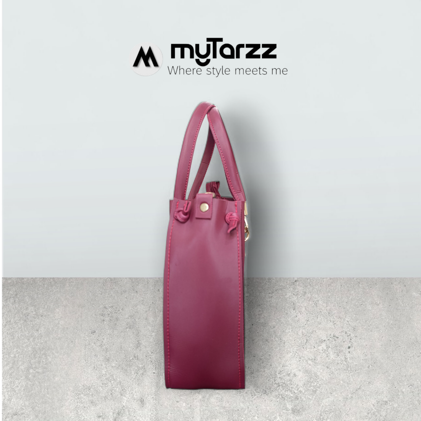 Pleated Burgundy Tote with Pom Pom Charm