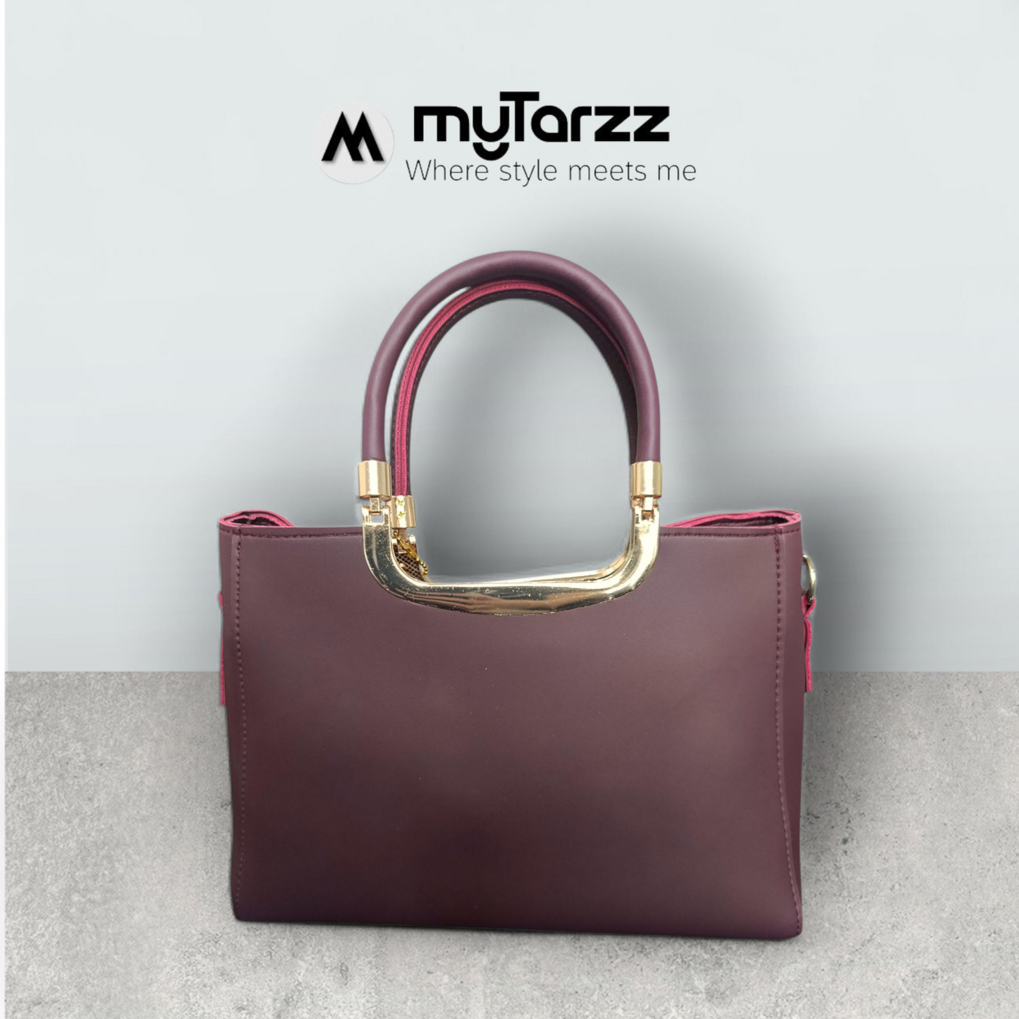 Burgundy Faux Leather Tote with Pom Pom Charm