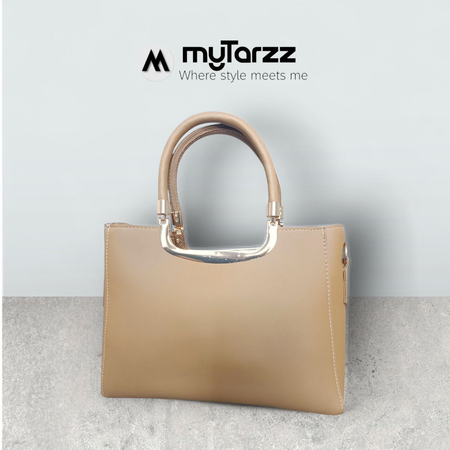 Camel Brown Faux Leather Tote with Pom Pom Charm