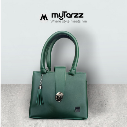 Elegant Forest Green Tote with Tassel Charm