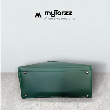 Elegant Forest Green Tote with Tassel Charm