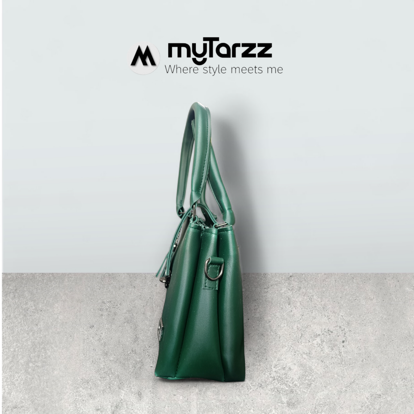 Elegant Forest Green Tote with Tassel Charm