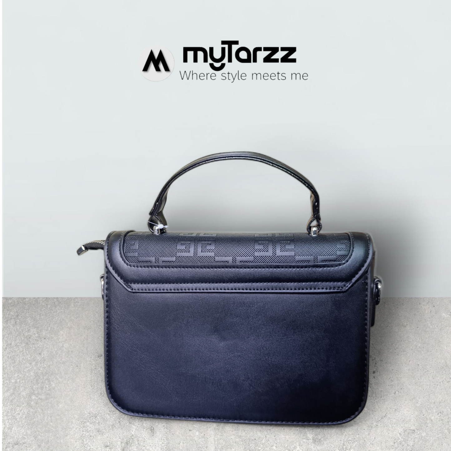 Black Embossed Shoulder Bag Imported