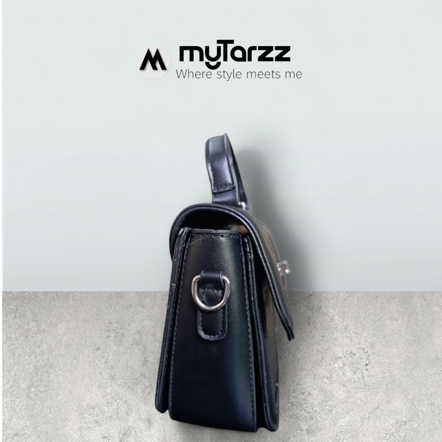 Black Embossed Shoulder Bag Imported