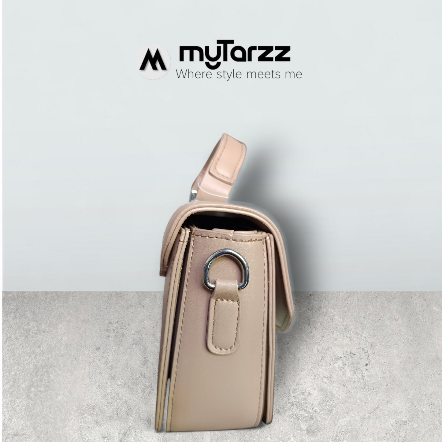 Two-Tone Tan and White Shoulder Bag Imported