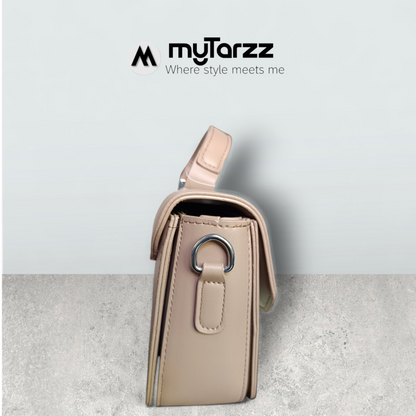 Two-Tone Tan and White Shoulder Bag Imported