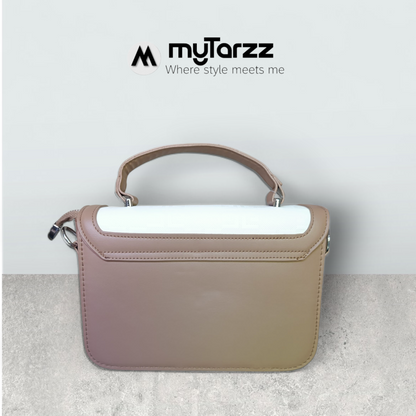 Two-Tone Tan and White Shoulder Bag Imported