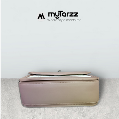 Two-Tone Tan and White Shoulder Bag Imported