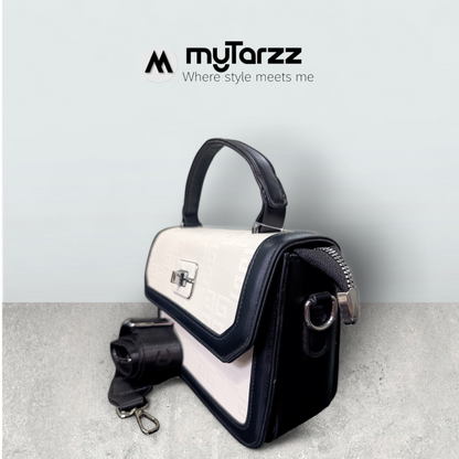 Two-Tone White and Black Shoulder Bag Imported
