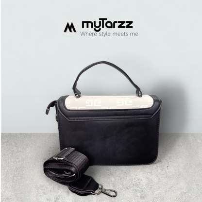 Two-Tone White and Black Shoulder Bag Imported