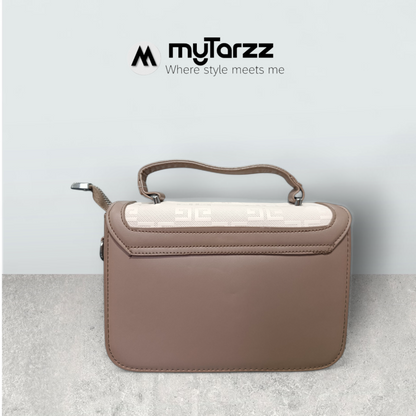 Two-Tone Taupe and Beige Shoulder Bag Imported