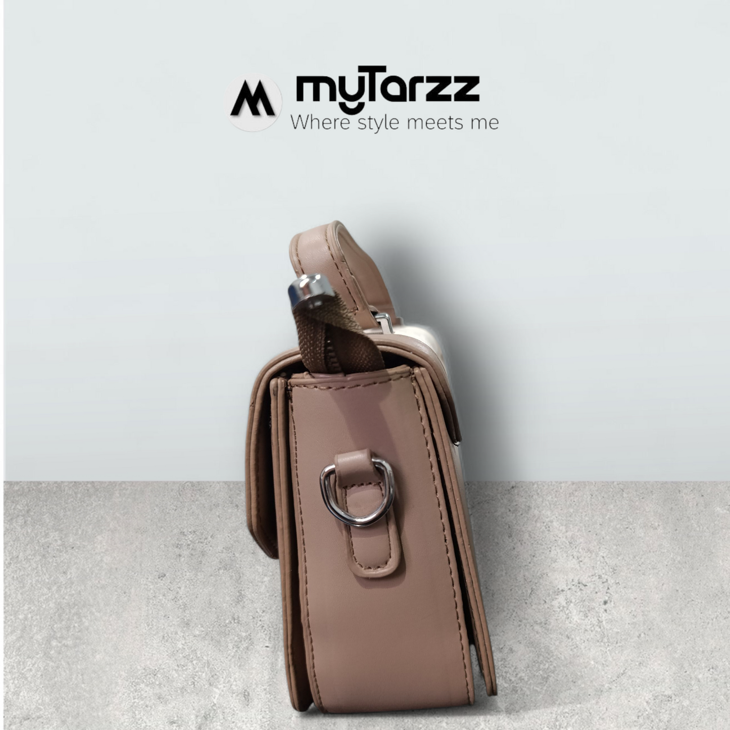 Two-Tone Taupe and Beige Shoulder Bag Imported