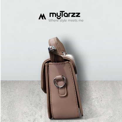 Two-Tone Taupe and Beige Shoulder Bag Imported