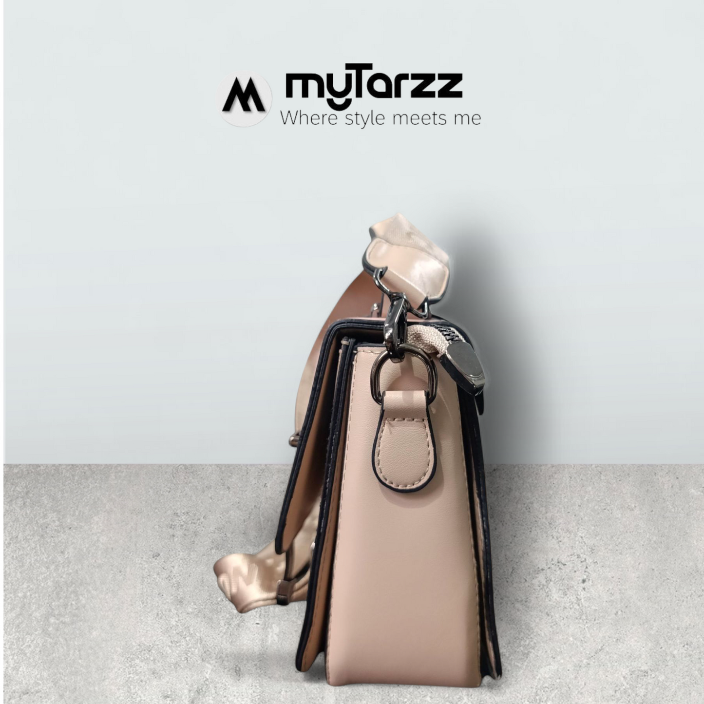 Two-Tone Pink and Taupe Faux Leather Satchel - Imported