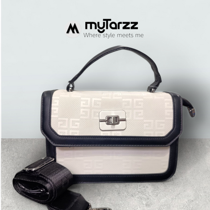 Two-Tone White and Black Shoulder Bag Imported