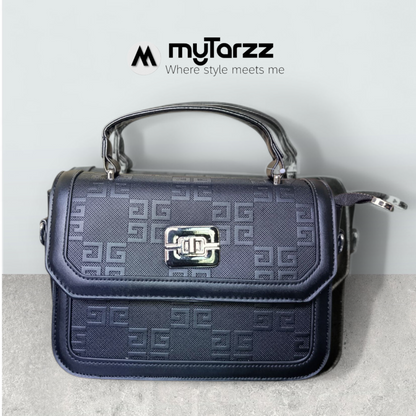 Black Embossed Shoulder Bag Imported