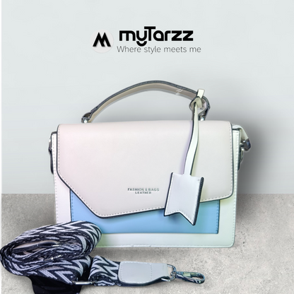 Classic Two-Tone Pink and Blue Satchel - Imported