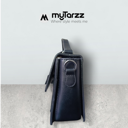 Classic Two-Tone Black & White Satchel - Imported