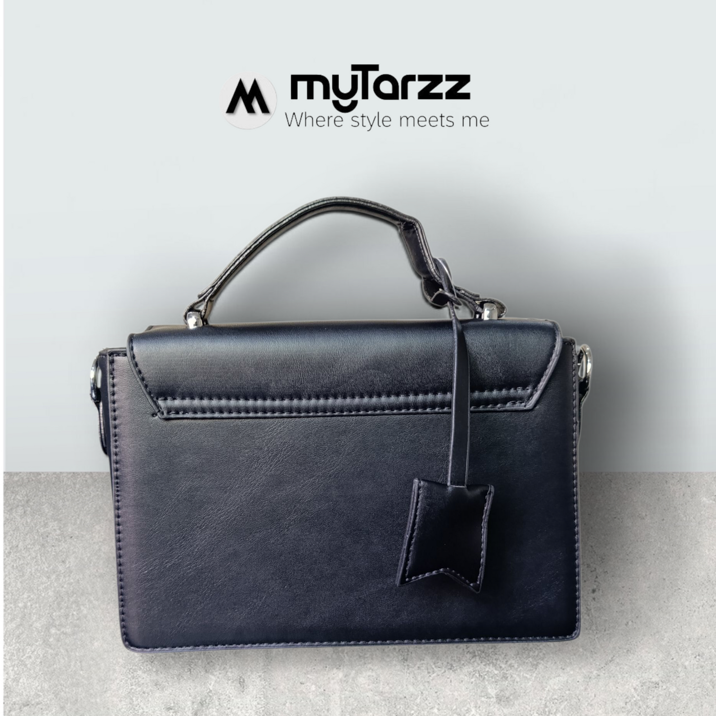 Classic Two-Tone Black & White Satchel - Imported