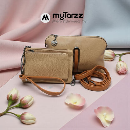 Perforated Dual Pouch Crossbody Set - Brown